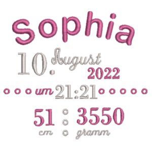 Geburt: Sophia - Rosa Bär Design
