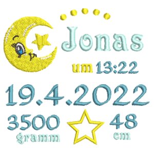 Geburt: Jonas - Sensorischer blauer Hase Design