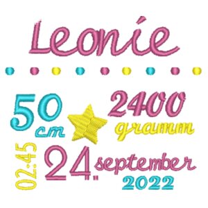 Geburt: Leonie - Sensorisch rosa Hase Design