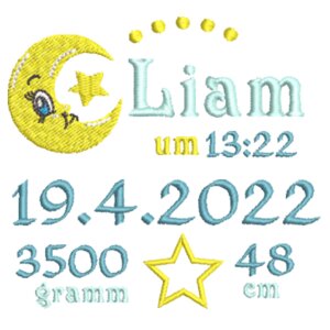 Geburt: Liam - Grauer Hase mit gelben Sternen Design