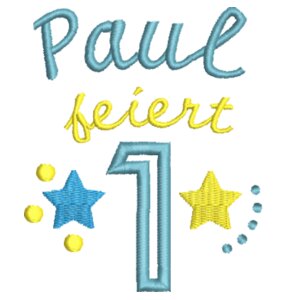Geburtstag: Paul - Grauer Hase mit gelben Sternen Design