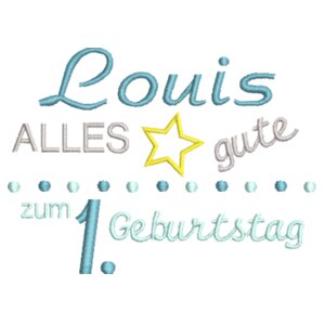Geburtstag: Louis - Grauer Hase mit Sternen Design
