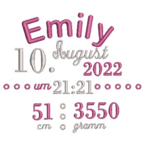 Geburt: Emily - Weiches rosa Einhorn Design